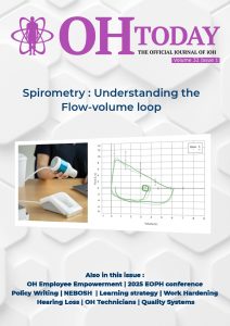 Front cover of OH Today Volume 32 Issue 1 showing a spirometer and the Flow-volume loop graph