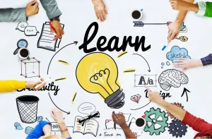 pictogram of ideas with Learn in the centre